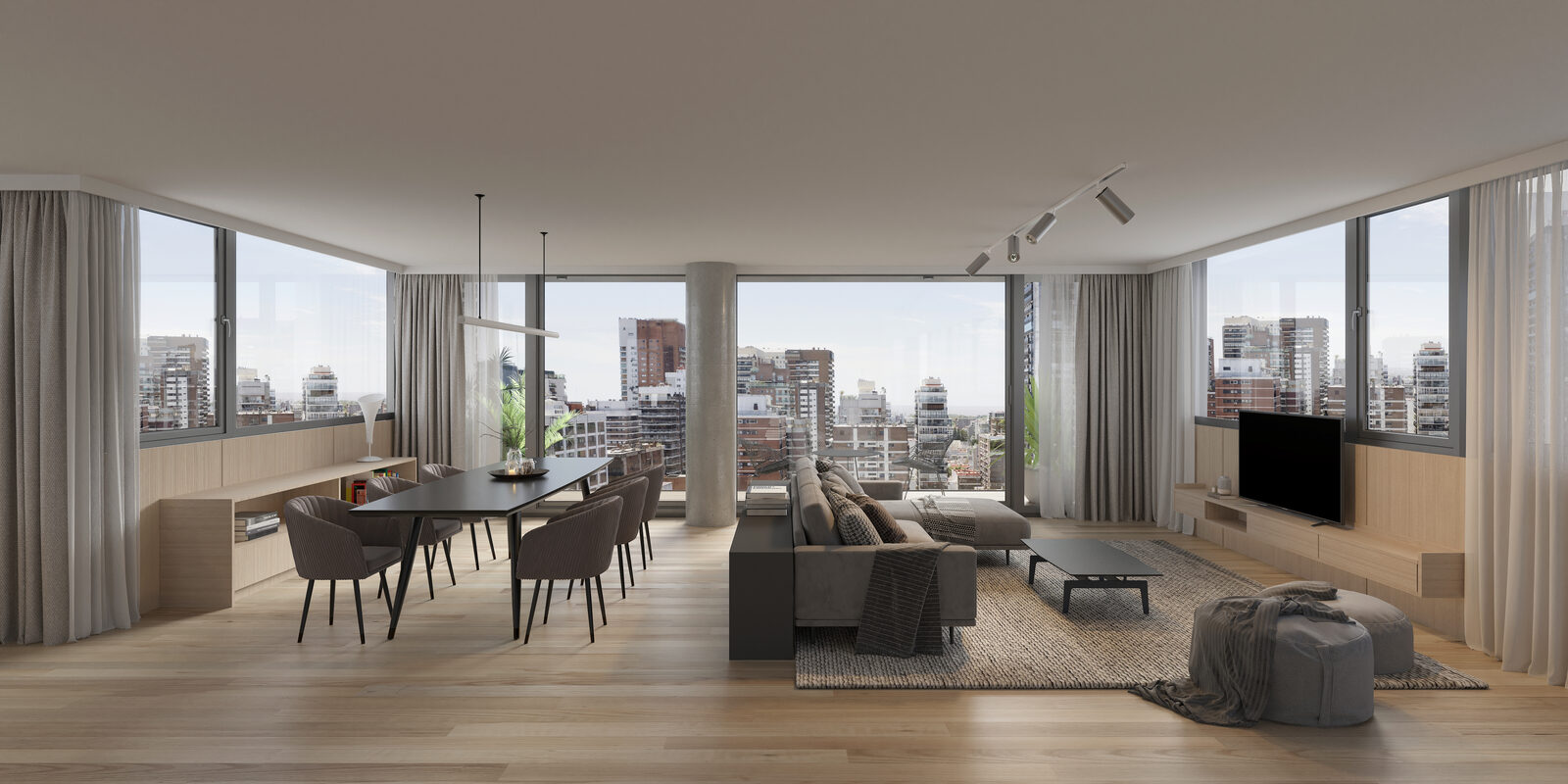 Living comedor con vista a la ciudad