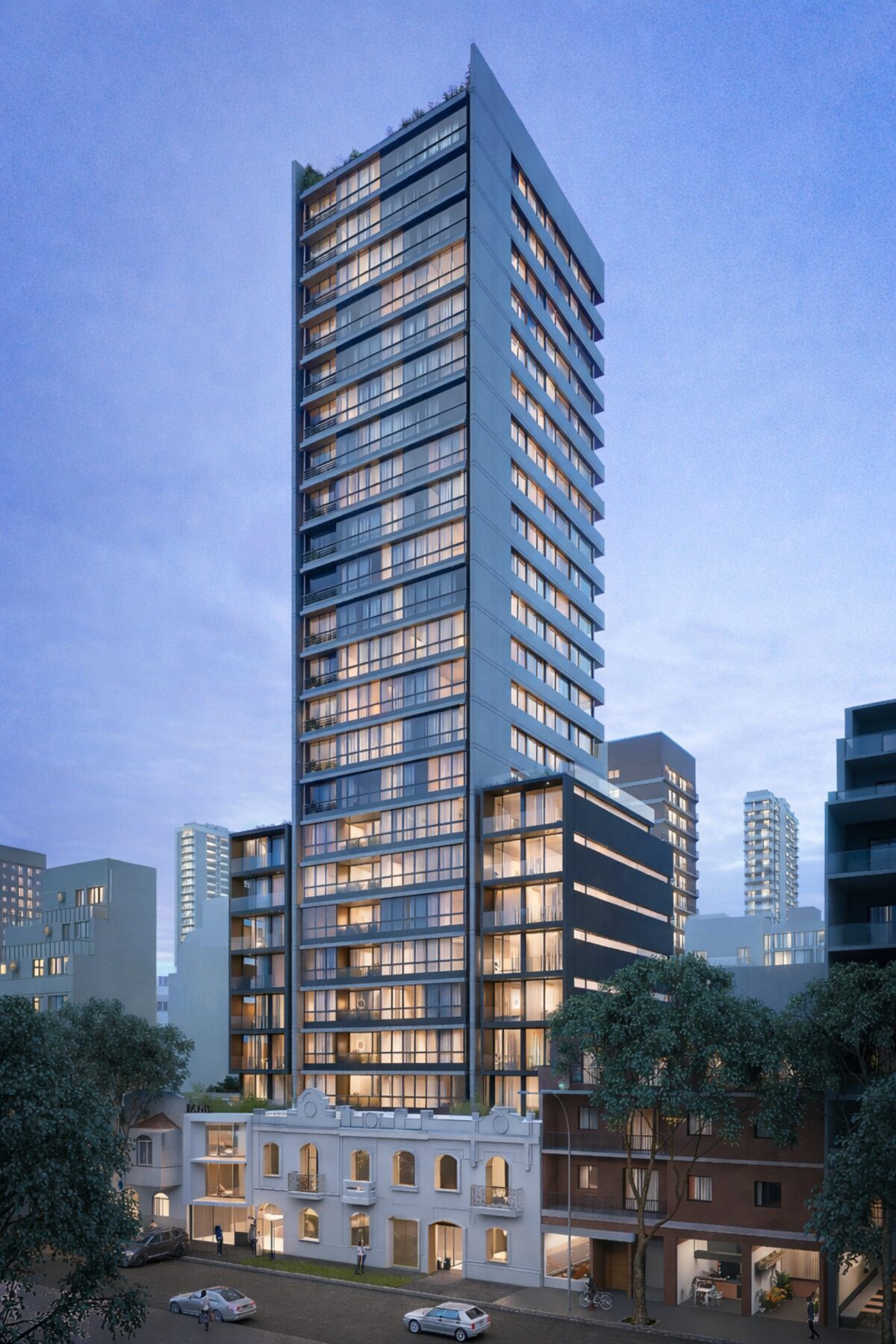 Fachada de la torre residencial