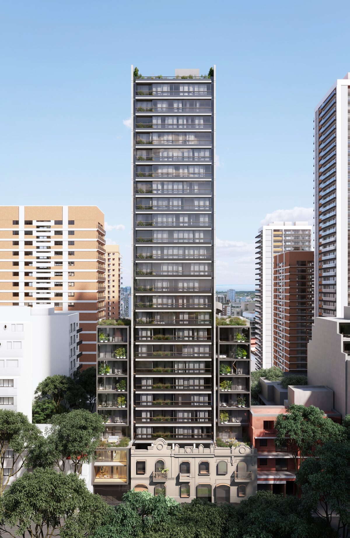 Fachada de la torre residencial